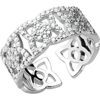 Flower Zirconia Adjustable Silver