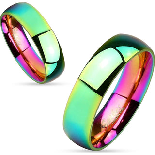 Finger Ring 316L Couple Ring Dome Rainbow