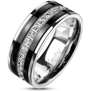 Anneau Zircone Noir Argent