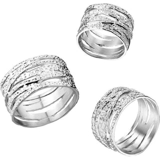 Finger Ring wide criss cross hammered ring