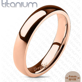 Titanium Finger Ring Titan Wide Classic Band Ring Rose Gold IP