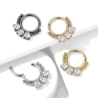 Ring 3 Zirconia Round Clicker