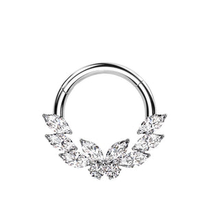 Ring Butterfly Leaf Zirconia Clicker