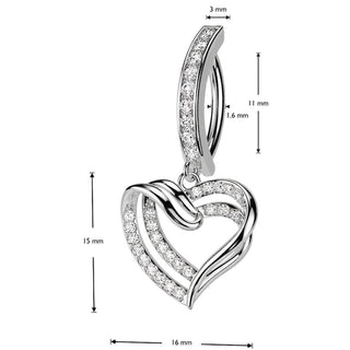 Belly Button Piercing heart dangle zirconia Segment