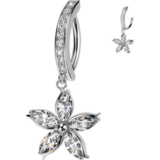 Belly Button Piercing flower dangle zirconia