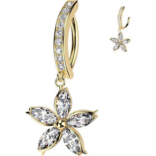Belly Button Piercing flower dangle zirconia