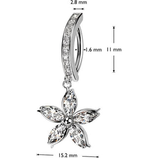 Belly Button Piercing flower dangle zirconia