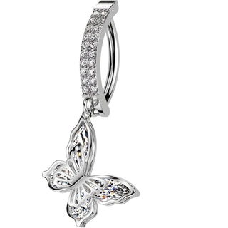 Belly Button Piercing butterfly zirconia dangle