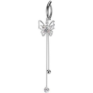 Belly Button Piercing butterfly dangle zirconia Clicker