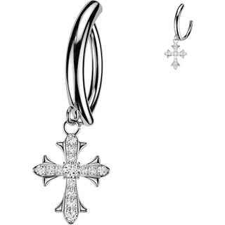 Belly Button Piercing Zirconia Cross Dangle Clicker