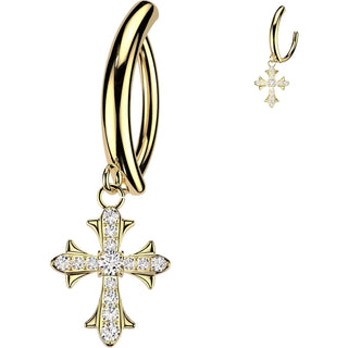 Belly Button Piercing Zirconia Cross Dangle Clicker