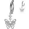 Belly Button Piercing Marquise Round Zirconia Butterfly Dangle Clicker