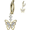 Belly Button Piercing Marquise Round Zirconia Butterfly Dangle Clicker