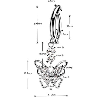 Belly Button Piercing Marquise Round Zirconia Butterfly Dangle Clicker
