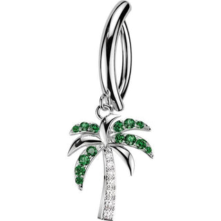 Belly Button Piercing Zirconia Palm Tree Dangle Clicker