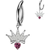 Belly Button Piercing Pavé Zirconia Crown Heart Dangle Clicker