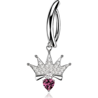 Belly Button Piercing Pavé Zirconia Crown Heart Dangle Clicker