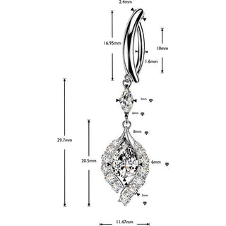 Belly Button Piercing Prong Setting Zirconia Teardrop Dangle Clicker