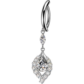 Belly Button Piercing Prong Setting Zirconia Teardrop Dangle Clicker