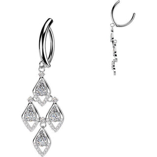 Belly Button Piercing teardrop cubic zirconia shield dangle Clicker