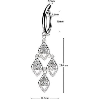 Belly Button Piercing teardrop cubic zirconia shield dangle Clicker