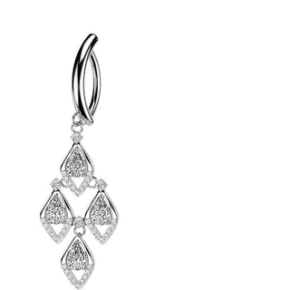 Belly Button Piercing teardrop cubic zirconia shield dangle Clicker
