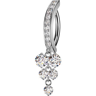 Belly Button Piercing Round Zirconia Vine Dangle Clicker