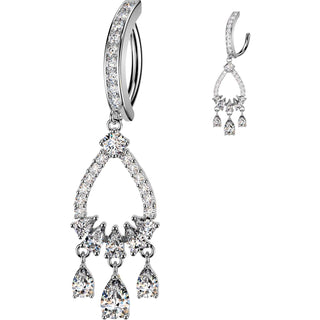 Belly Button Piercing Teardrop Zirconia Chandelier Dangle Clicker