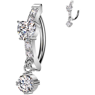 Belly Button Piercing heart dangle zirconia