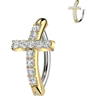 Belly Button Piercing cross zirconia