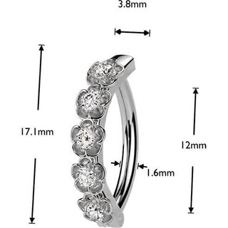 Belly Button Piercing cubic zirconia centered flowers Clicker