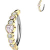 Belly Button Piercing heart and 6 round cubic zirconias Clicker