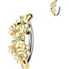 Belly Button Piercing cubic zirconia centered flowers Clicker