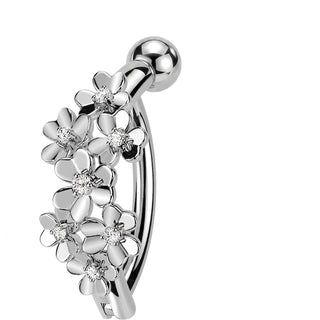 Belly Button Piercing cubic zirconia centered flowers Clicker