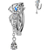 Belly Button Piercing cubic zirconia spider with teardrop dangle Clicker