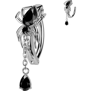 Belly Button Piercing cubic zirconia spider with teardrop dangle Clicker
