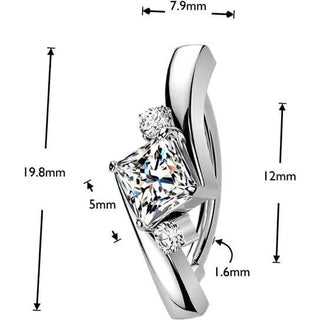 Belly Button Piercing princess cut and round cubic zirconias Clicker