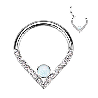 Titan Ring Chevron Zirkonia Opal Silber Clicker