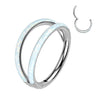 Titanium Ring Double Row Opal Clicker
