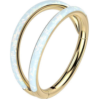 Titanium Ring Double Row Opal Clicker