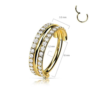 Titanium Ring Double Row Zirconia Clicker