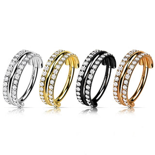 Titanium Ring Double Row Zirconia Clicker