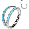 Titanium Ring double hoop turquoise Segment