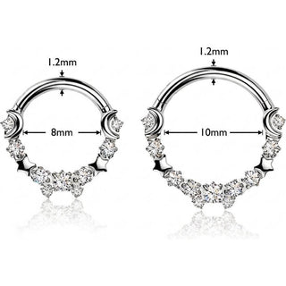 Titanium Ring moon star zirconia Segment