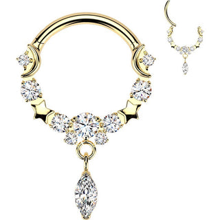 Titanium Ring moon star zirconia dangle Segment