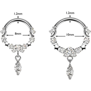 Titanium Ring moon star zirconia dangle Segment