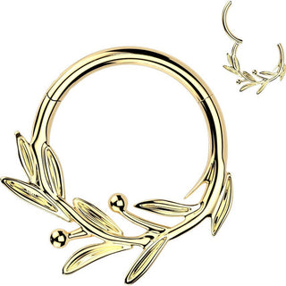 Titanium Ring olive leaf branch Segment