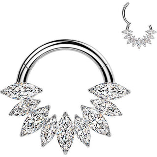 Titanium Ring zirconia marquise cut Clicker