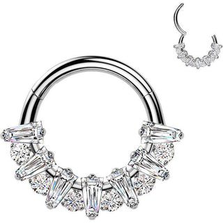 Titanium Ring zirconia rectangular round Clicker