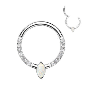 Titanium Ring Zirconia Opal Clicker